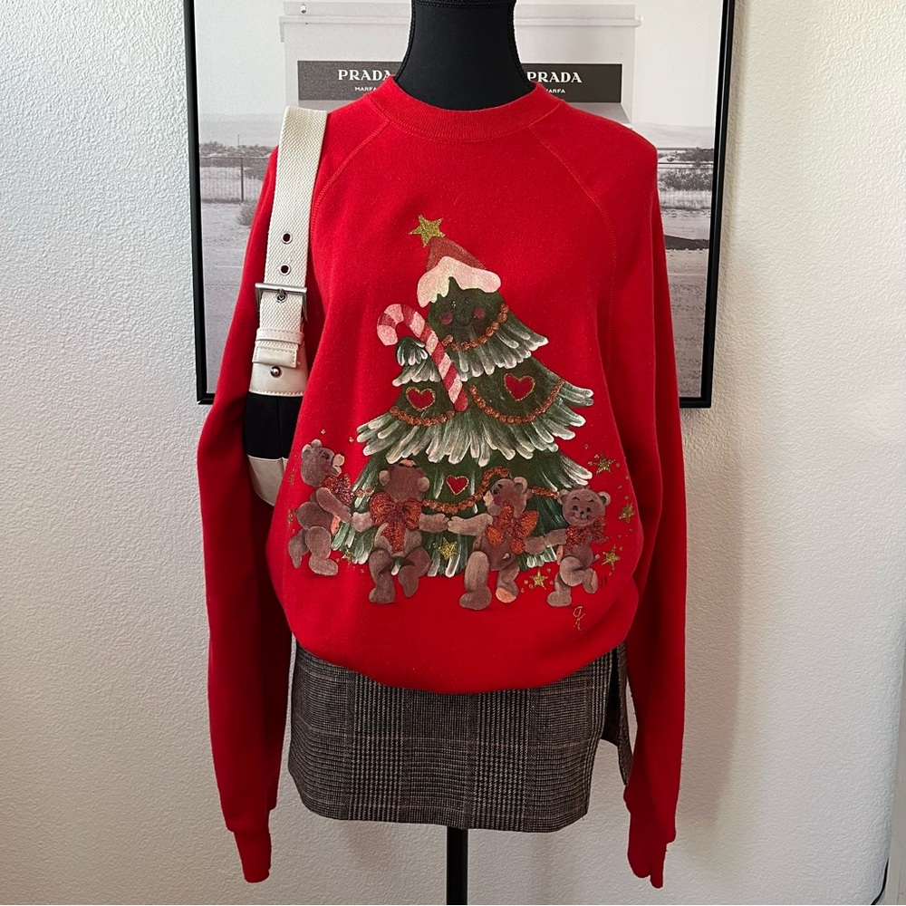 Christmas sweatshirt with handmade painted christmas design